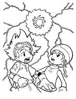 coloriage digimon tai et sora